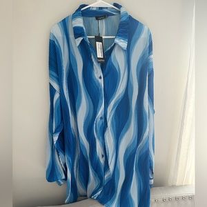 Plisse Abstract Print Blouse